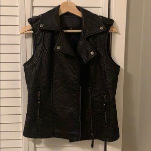 Faux leather biker vest